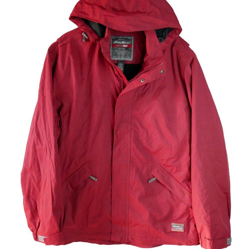 Eddie Bauer WeatherEdge Women’s Size L Coat Fleece Lining Red Removable Hood